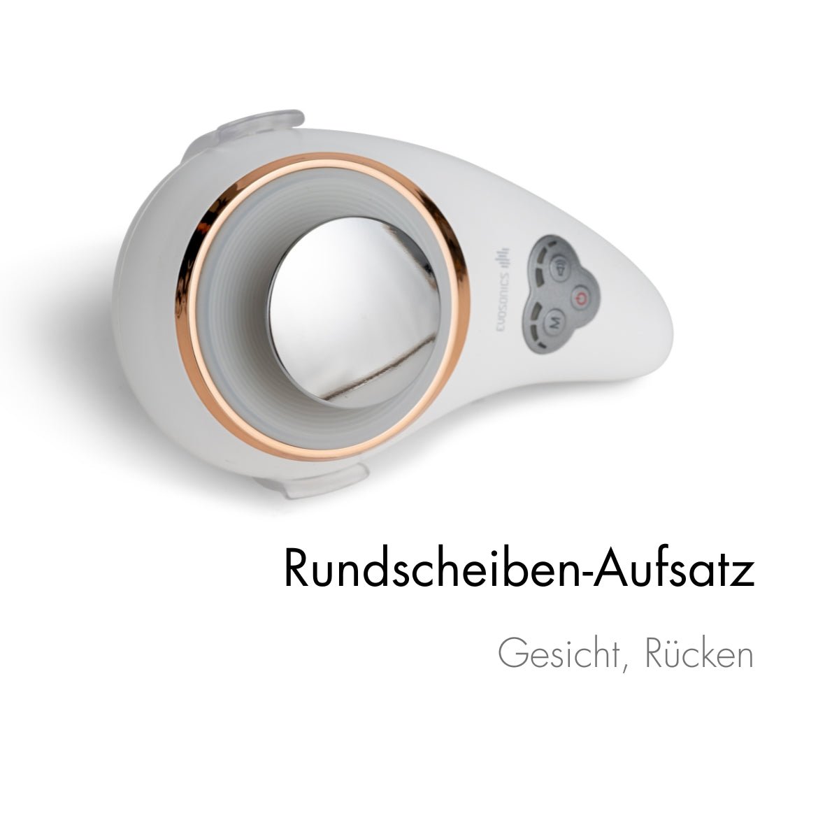 Evosonics SoundWave Personal - Schallwellenmassage mit Rundscheiben-Aufsatz, der für das Gesicht und den Rücken verwendet wird