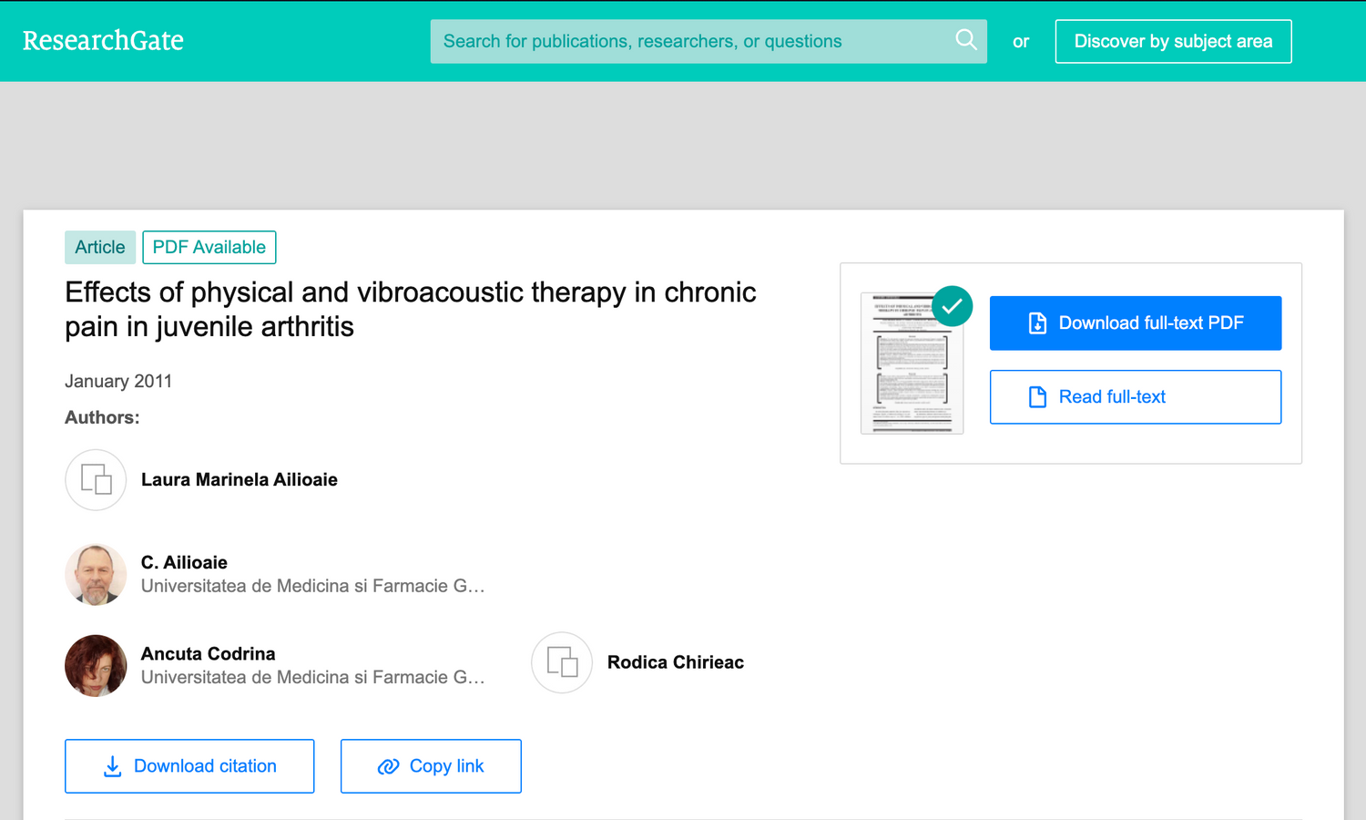 Effekte der physikalischen und vibroakustischen Therapie auf die chronischen Schmerzen bei juveniler Arthritis