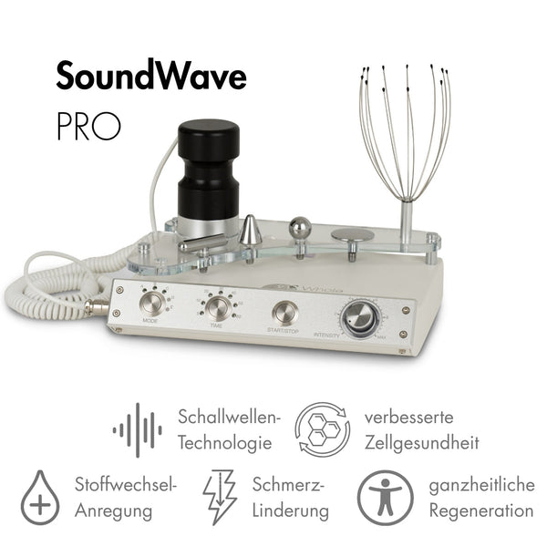 Evosonics SoundWave PRO stationäres Schallwellentherapiegerät Frontansicht – Therapiegold